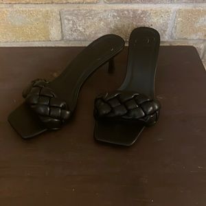 Black open toe/back mules excellent condition